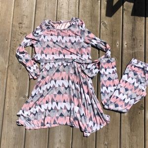 Just Fab Kids White, Pink, & Blue Dress w/Leggings
